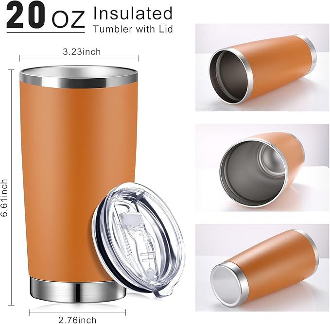 Sieral 36 Pack Stainless Steel Tumblers Bulk with Lids Double Wall Vacuum Insulated Coffee Cups Blank leakproof Powder Coated Tumblers for Engraving Wedding Graduation Party Favors(20 oz,Brown Gray)
