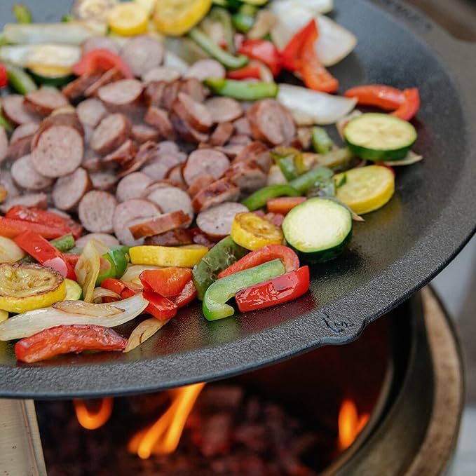 Solo Stove Large Cast Iron Wok Top, Stir Fry Pan, Cooktop for Bonfire and Yukon fire pit, Fireplace accessory, Cooking surface: 18", Depth: 2.5", Weight: 12.5 lbs