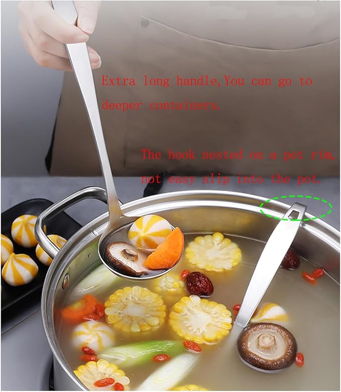 Tenta Kitchen 2oz/56ml Stainless Steel Small Soup Ladle Spoon,10.8”x 3” Stainless Steel – One-piece Professional Ladle With Hook And Hole For Convenient Hanging