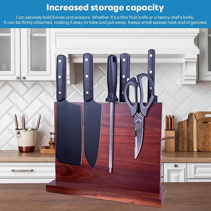 Magnetic Knife Block - 18 Inch Strong Magnetic Knife Holder, Secure Knife Storage Organizer | Space Saving for Kitchen Knives & Chef Tools