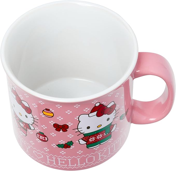 Silver Buffalo Sanrio Hello Kitty Christmas Holiday Sweaters Ceramic Camper Mug, 20 Ounces
