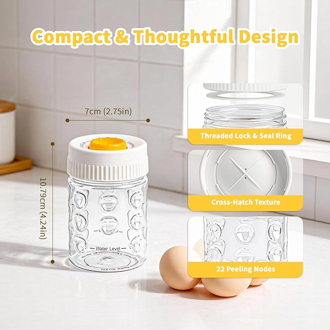 Luvan 2-in-1 Egg Peeler & Piercer Tool for Hard-Boiled Eggs – Built-in Hole Puncher & Quick Shake Egg Shell Remover for Cooking, Salads, Deviled Eggs, Breakfast Prep