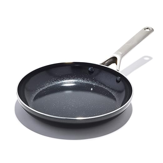 OXO Agility 10" Nonstick Frying Pan Skillet, Ceramic PFAS-Free Nontoxic Cookware, Induction Suitable, Compatible on All Cooktops, Dishwasher & Oven Safe, Stainless Steel Handle, Black