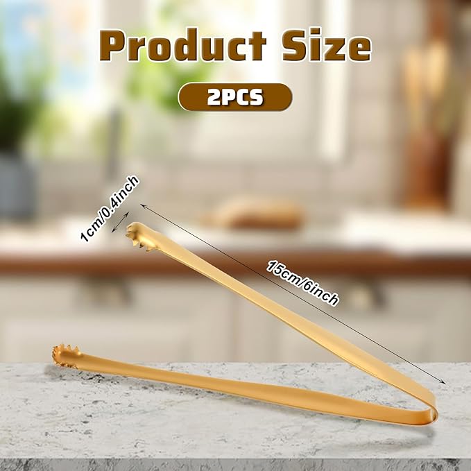 2pcs Egg Chalaza Removal Tool, Stainless Steel Toothed Egg Chalaza Remover Eggshell Fragment Remover Kitchen Tongs for Cooking Bakers Chefs (Gold)