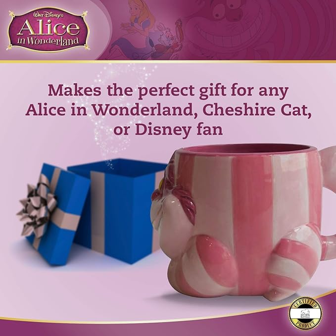 Silver Buffalo Disney Alice in Wonderland Cheshire Cat Ceramic 3D Sculpted Mug, 20 Ounces