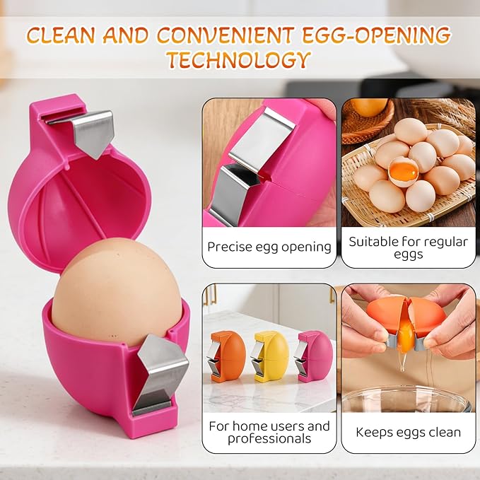 3 PCS 2026 New Egg Shell Opener, Stainless Steel Egg Cracker Tool, Hard Boiled Egg Peeler Tool for Cutting Eggs,Quickly Cutting Off Eggs Breaker Kitchen Gadgets