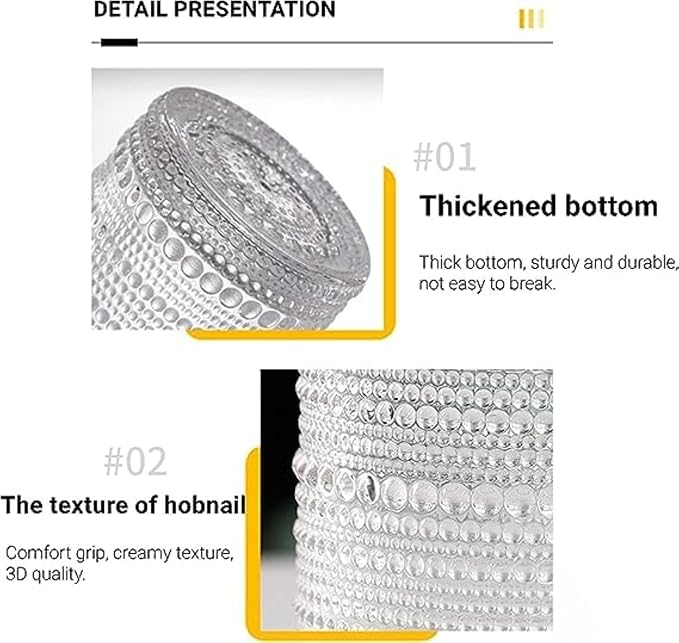 Hobnail Drinking Glasses set of 6（13 oz） Hobnail Water KItchen Glassware, Embossed Vintage Juice Glasses Tall Bar Drinkware