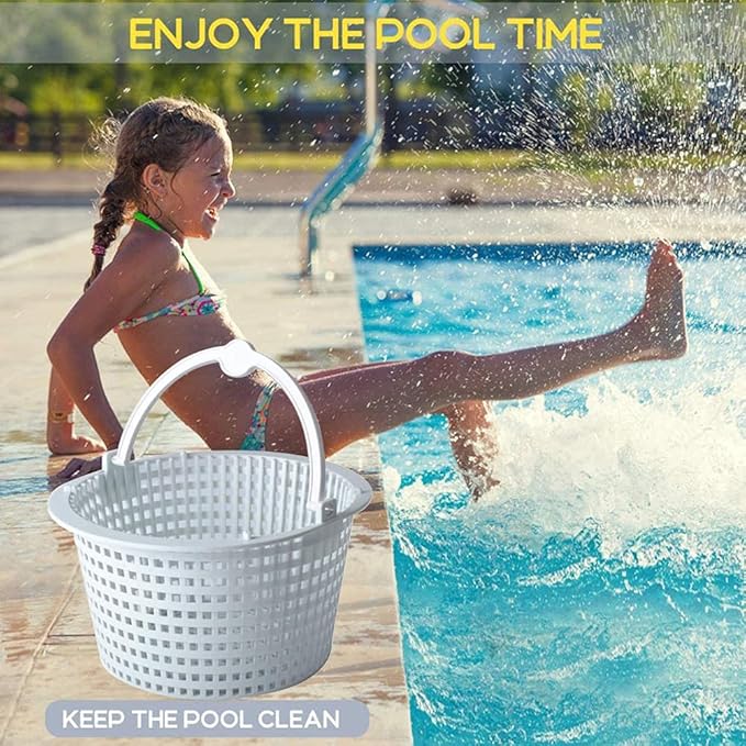 𝗨𝗽𝗴𝗿𝗮𝗱𝗲𝗱 SPX1091C Skimmer Basket 2-Pack Compatible with Haywardd Automatic Skimmers SP1091LX ,SP1091WM ,6.4" Top, 3.4" Deep, 4.7"Bottom with Handle, Set of 2 Above Ground Pool Skimmer Basket