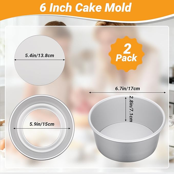 Beasea 6 Inch Round Cake Pan Set of 2, Nonstick Aluminum Alloy Cheesecake Pan with Removable Bottom for Oven Baking