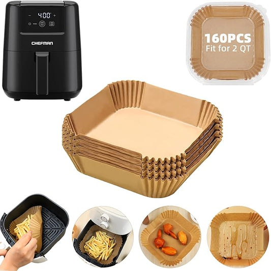 Air Fryer Liners for CHEFMAN 2Qt Mini Air Fryer,Mini Air Fryer Liners Disposable Small 2 qt 2.6qt,160PCS Non-Stick Waterproof Small Airfryer Liners