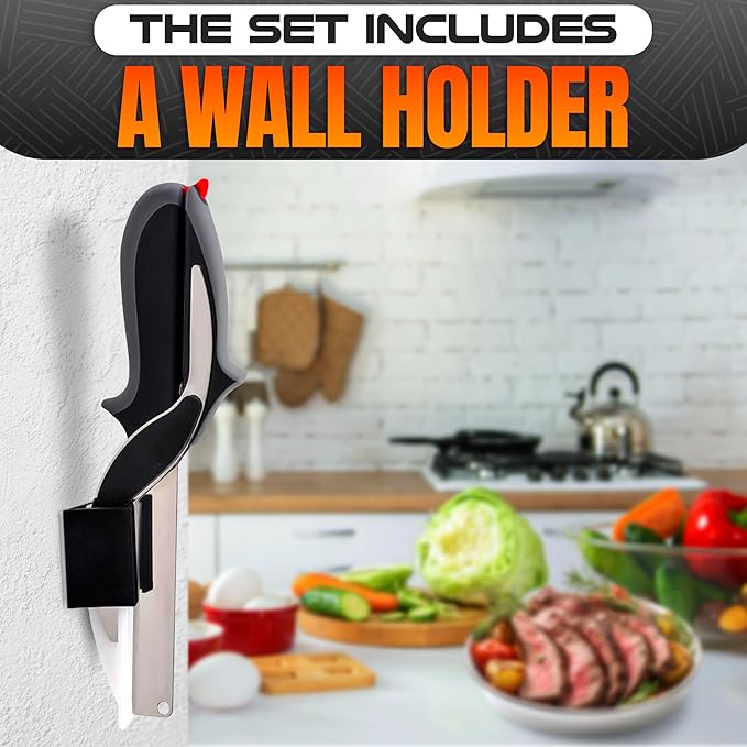 Cutting Board Scissors - 2 In 1 Stainless Steel Vegetable Scissors Cutting Board Knife, Dishwasher Safe, Safety Lock, Rust Resistant - Sharp Kitchen Scissors for Vegetables & Fruits