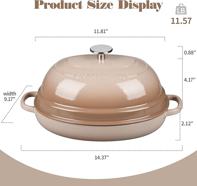 Enameled Oval Cast Iron Dutch Oven Pot with Lid, Bread Dutch Oven for Sourdough Bread Baking, Dutch Oven Bread, Bread Oven, 6QT, Mocha