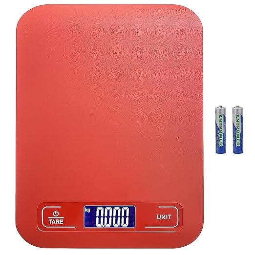 Digital Shipping Scale,Stainless Steel Panel, Accurate Portable Postal Scale for Packages, Small Business,Kitchen, Food, Handmade, Liquids, and Boutique (Red Battery(10kg/1g))