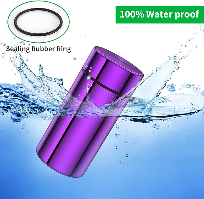 Portable Aluminum Storage Jar 3-Pack,Airtight Smell Proof Container, Metal Waterproof Small Bottle Multipurpose Container for Coffee & Teas, (Purple+Green+Blue)