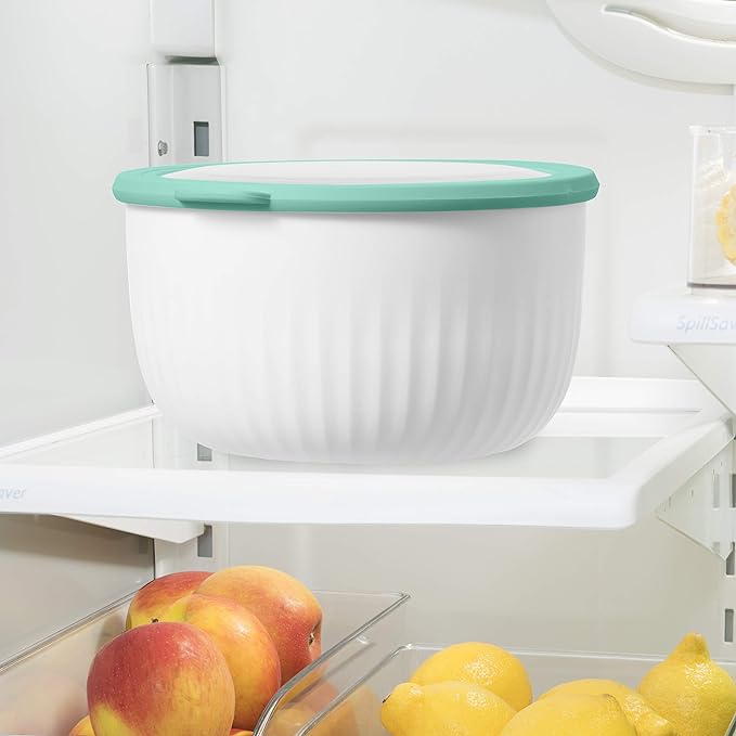 Oggi Prep, Store & Serve Plastic Bowl w/See-Thru Lid- Dishwasher, Microwave & Freezer Safe, (4 qt) Lt Gray w/Dk Gray Lid