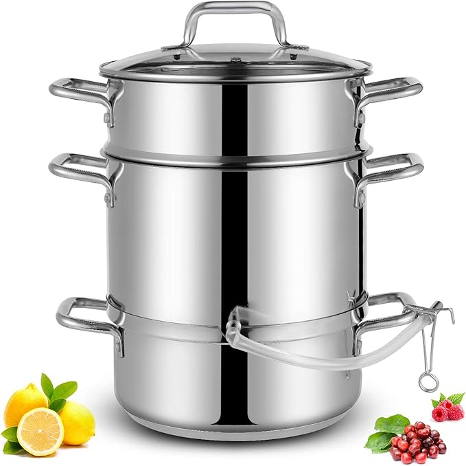 Tri-Ply Stainless Steel Sauce Pan with Steamer Basket & Straining Glass Lid — Heavy-Duty,Thick Base,Rust-Resistant,Warp-Free —100% Food-Grade —Built to Last– Works with All Stovetops, Pasta Pot