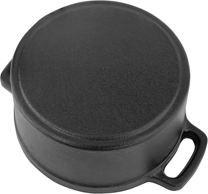Mini Cocotte 8 oz Mini Dutch Oven 0.25 qt. Cast Iron Garlic Roaster for Oven Garlic Confit Pot Ramekins with Lids Oven Safe Set of 2, Black