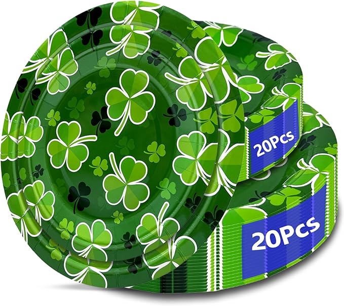 St Patrick's Day 40Pcs Disposable Paper Plates,Including 20pcs 9" and 20pcs 7" Plates,Strong and Sturdy Disposable Plates for St Patrick's Day Party, Dinner, Holiday, Picnic,Dinner Table, Wedding