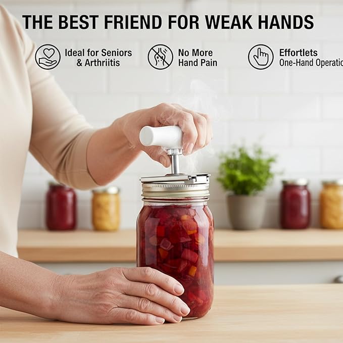 Cap Crack Jar Opener 2026 New Adjustable Multi-Lid Can Opener for Weak Hands - Ergonomic Non-Slip Grip, One-Hand Operation, Opens Bottles Cans Jars Effortlessl (White Anti-Slip)