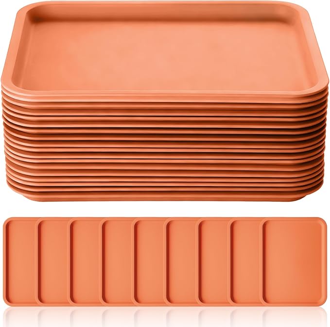 Gerrii 18 Pcs Plastic Fast Food Trays Bulk Restaurant Serving Cafeteria Tray Grill School Lunch Tray Rectangular Serving Platter for Kitchen Hotel Restaurant (Orange,12 x 9 Inch)