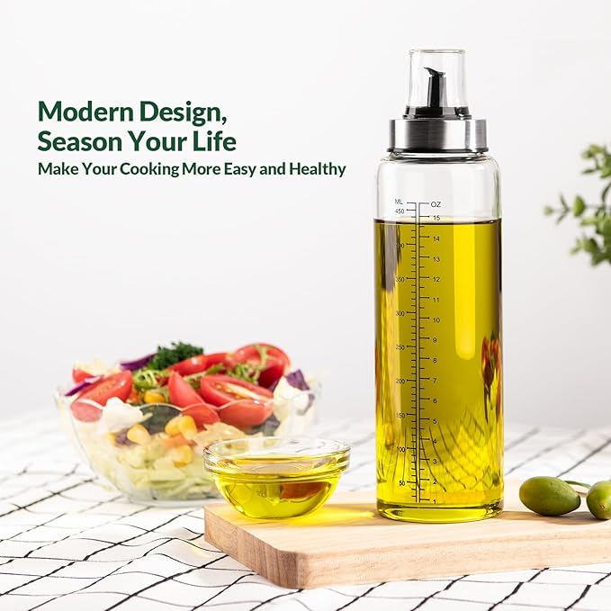 hotder Oil Bottles, Olive Oil Dispenser, Oil Dispenser Bottles, Oil Dispenser, Oil Dispenser Bottle for Kitchen, Glass Oil Bottle 500ml, Easy Refill & Cleaning Non-Drip Spout (450ML)