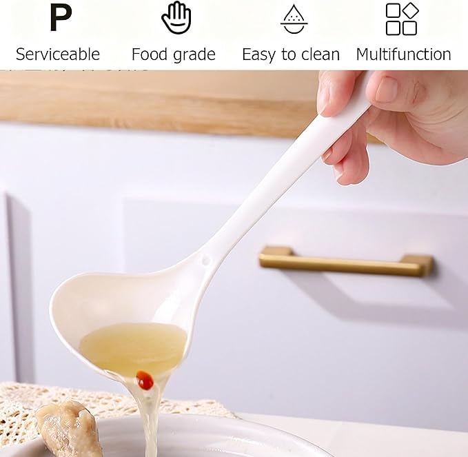 Large Plastic Serving Spoons,Disposable Heavy Duty Serving Spoons,Long Handle Scoop Soup Rice Ladle for Party Catering Buffet Restaurant,20 Pieces,White