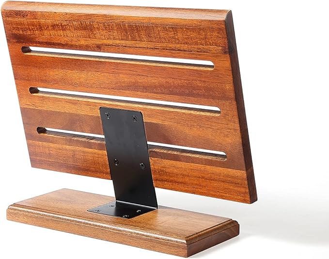 MITSUMOTO SAKARI Double Sided Magnetic Knife Block - 12.5" Acacia Wood Holder for Countertop, Heavy Duty Magnets Stands Holds Chef Knives, Sleek & Secure Storage