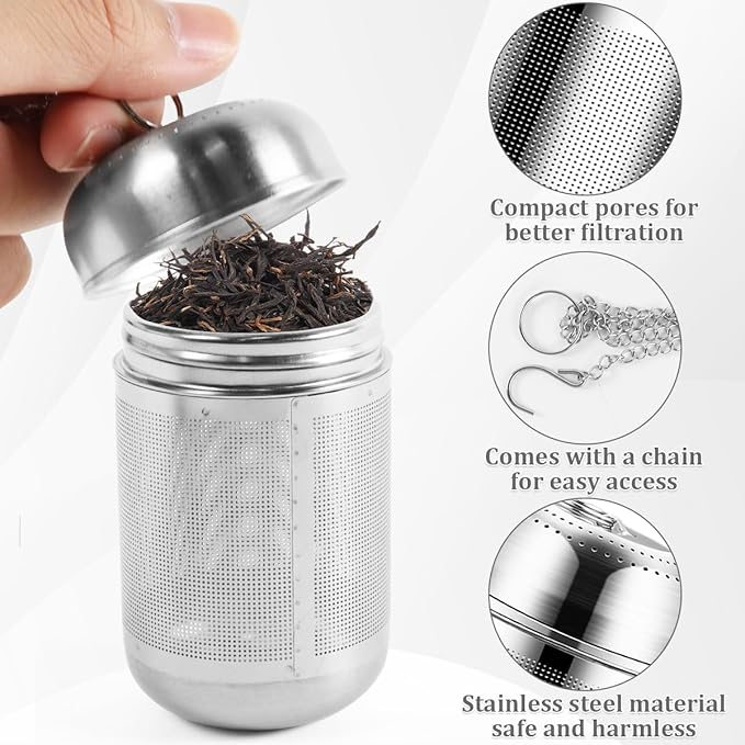 2PCS Stainless Steel Tea Infuser for Loose Tea Extra Fine Mesh Tea Infuser Loose Leaf Tea Steeper 304 Stainless Steel Tea with Heat Proof Handles