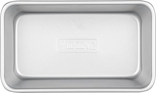 Viking Premium 9-Inch Nonstick Ceramic Bread Loaf Pan, Made without PFAS, Heavy Gauge Aluminized Steel Baking Pan for Bread and Cake, Reinforced Iron Frame, Even Heating, Oven Safe to 475F, Silver