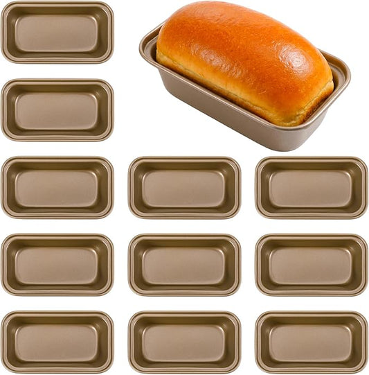 12 Pcs Mini Loaf Pans, Easy-Clean Non-Stick Carbon Steel Bread Pan, Meatloaf & Shortbread, Oven & Dishwasher Safe Pan for Meatloaf Breads Cakes Shortbread Lasagnas, Even Heat Distribution