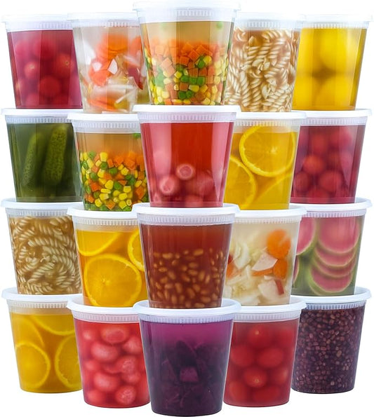 50 Set 32 oz Deli Containers with Lids, Leak-Proof BPA Free Plastic Take Out Bowls, Food Storage Containers for Takeout Meal Prep Storage, Freezer, Microwave & Dishwasher Safe