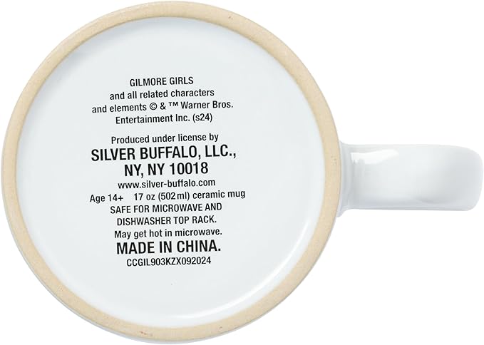 Silver Buffalo Gilmore Girls Wax Resist Ceramic Pottery Mug Featuring Luke's Logo, 17 Ounces