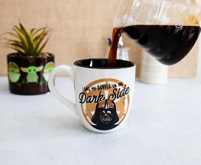 Star Wars "I Like My Coffee On The Dark Side" Ceramic Mug | BPA-Free Large Coffee Cup For Espresso, Caffeine, Beverages, Home & Kitchen Essentials | Lucasfilm Gifts and Collectibles | Holds 18 Ounces