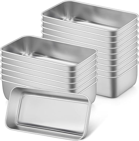 P&P CHEF Loaf Pan Set, 9 x 5 Inch Bread Pans, Stainless Steel Loaf Toast Baking Pans For Bread Meatloaf Lasagna Cake, Healthy & Non Toxic, Oven Safe& Easy Clean, (Silver, 16Pcs)