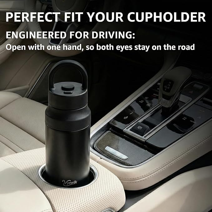 Black Stainless Steel Water Bottle Insulated 20 oz Tumbler with Handle,Leak Proof Travel Bottles,Water Cup with Lids