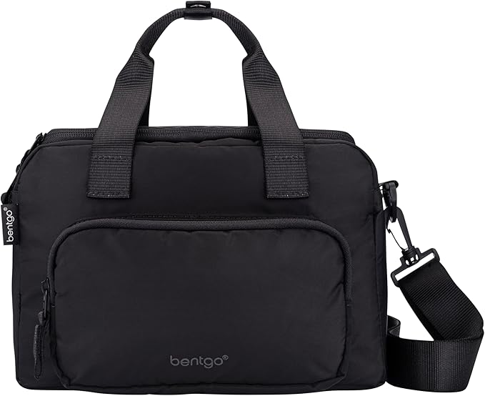 Bentgo Insulated Lunch Bag – Extra-Large Capacity Adult Lunch Bag with Shoulder Strap and External Storage Compartment, Durable, Lightweight, Ideal for Work, School, & Meals On the Go (Obsidian)