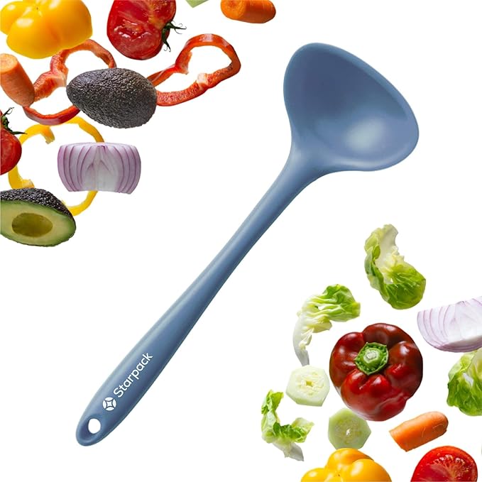 Starpack 'Ladle of Love' Premium Silicone Ladle - High Heat Resistant to 600F - Non Stick - LFGB Grade