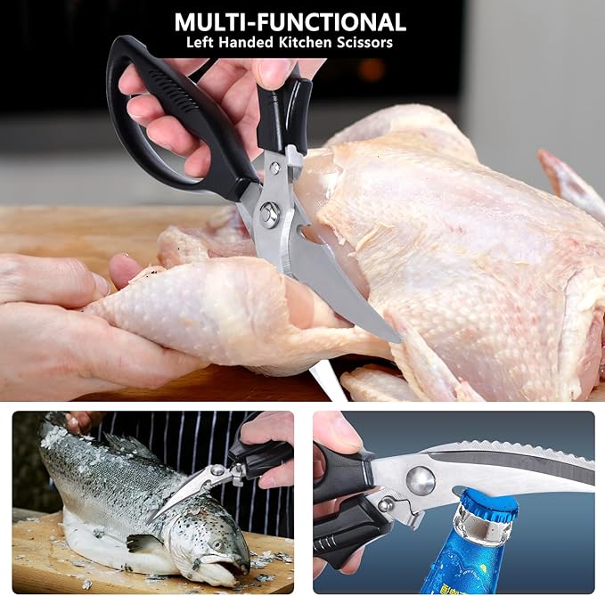 Left Handed Kitchen Scissors, Lefty Poultry Shears Kitchen Tools Utensils for Left Hand People/Adults