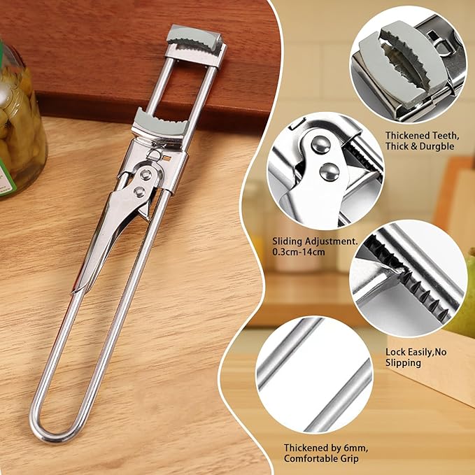 Adjustable Stainless Steel Jar Opener, 2026 New Jar Openers for Seniors, EasyGrip Adjustable HighLeverage stainlesssteel (2PCS)