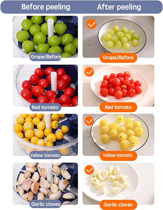 Electric Automatic Peeler Machine,Automatic Grape Peeler Machine,Garlic Peeler Cherry-Tomato Skin Remover,Compact Vegetable Peeler for All Small Fruits,Kitchen Peeling Tool