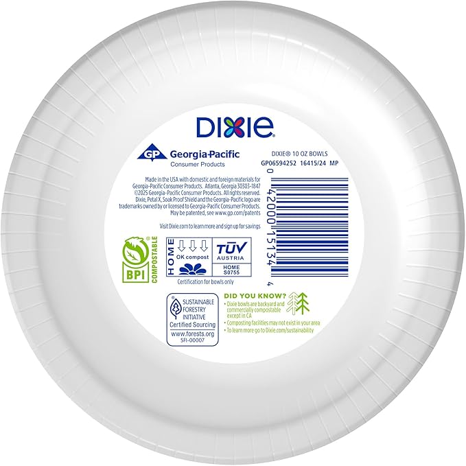 Dixie Small Paper Bowls, 10 Oz, 280 Count (8 packs of 35 bowls), Microwave-Safe, Soak-Proof, Disposable Bowls Great For Snacks, Dessert, And Light Lunch Meals