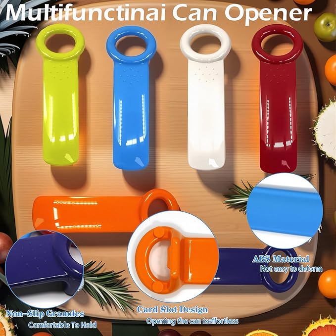 6 Pack Jar Key Opener - Plastic Jar Lid Opener with Easy Grip Hand Held 5.5" Colorful Design for Weak Hands, Elderly & Children