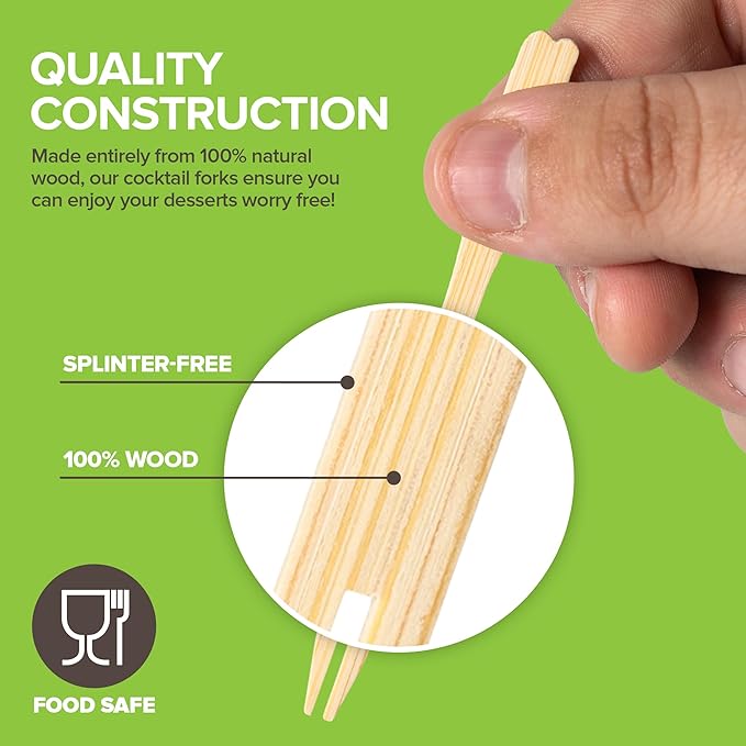 10,000 Bamboo Appetizer Forks, 3.5" Disposable Bamboo Fork for Charcuterie, Mini Forks for Appetizers, Cocktail Forks for Weddings, Small Appetizer Picks