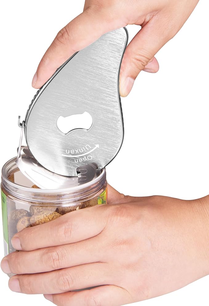 Jar Bottle Can Opener for Seniors Arthritis Weak Hands-Easy Twist Off Small Caps (0.6"-2.7"), Pop Top & Pull Tab Seals,Patent Unique Portable Multifunction Gadget for Elderly/Women/Men (Silver)