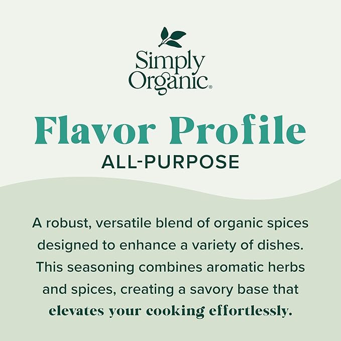 Simply Organic All-Purpose Seasoning Blend, 2.08 Ounce Jar, Great on Chicken, Steak, Beef and More