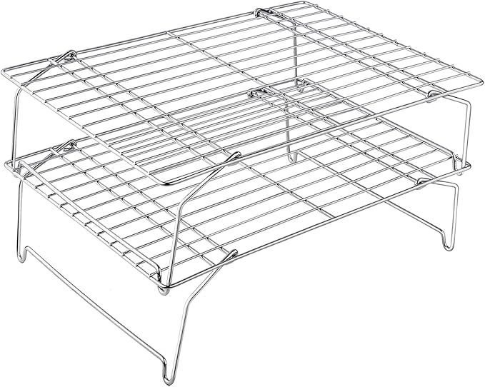 TeamFar Cooling Rack, 15”x10” Stainless Steel Wire Rack forBaking Roasting Cooling, Non-Toxic & Heavy Duty, Stackable & Flexible, Dishwasher Safe, 2-Tier
