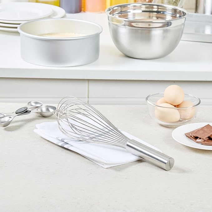 Restaurantware Met Lux 12 Inch x 2.5 Inch Baking Whisk, 1 With Ergonomic Handle Metal Whisk - Dishwasher-Safe, Corrosion-Resistant, Stainless Steel Whisk For Baking, For Whipping, Baking, Or Cooking