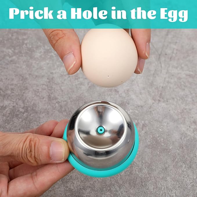 Egg Piercer with Retractable Pin, Stainless Steel Egg Poker for Hard Boiled Eggs, Great Eggshell Peeler Tool to Get Good Hard Boiled Eggs, Egg Piercer Hole Seperater for Quick Peel Anti-Burst