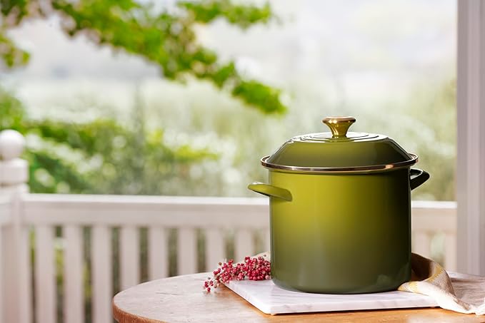 Le Creuset Enamel on Steel Stockpot, 10 qt., Olive