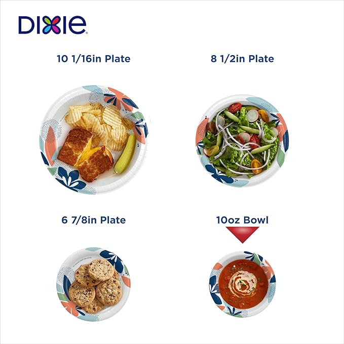 Dixie Small Paper Bowls, 10 Oz, 72 Count, Microwave-Safe, Soak-Proof, Disposable Bowls Great For Snacks, Dessert, And Light Lunch Meals